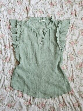 Mine | Mint Green Ruffle Sleeve Blouse | Size Lrg
